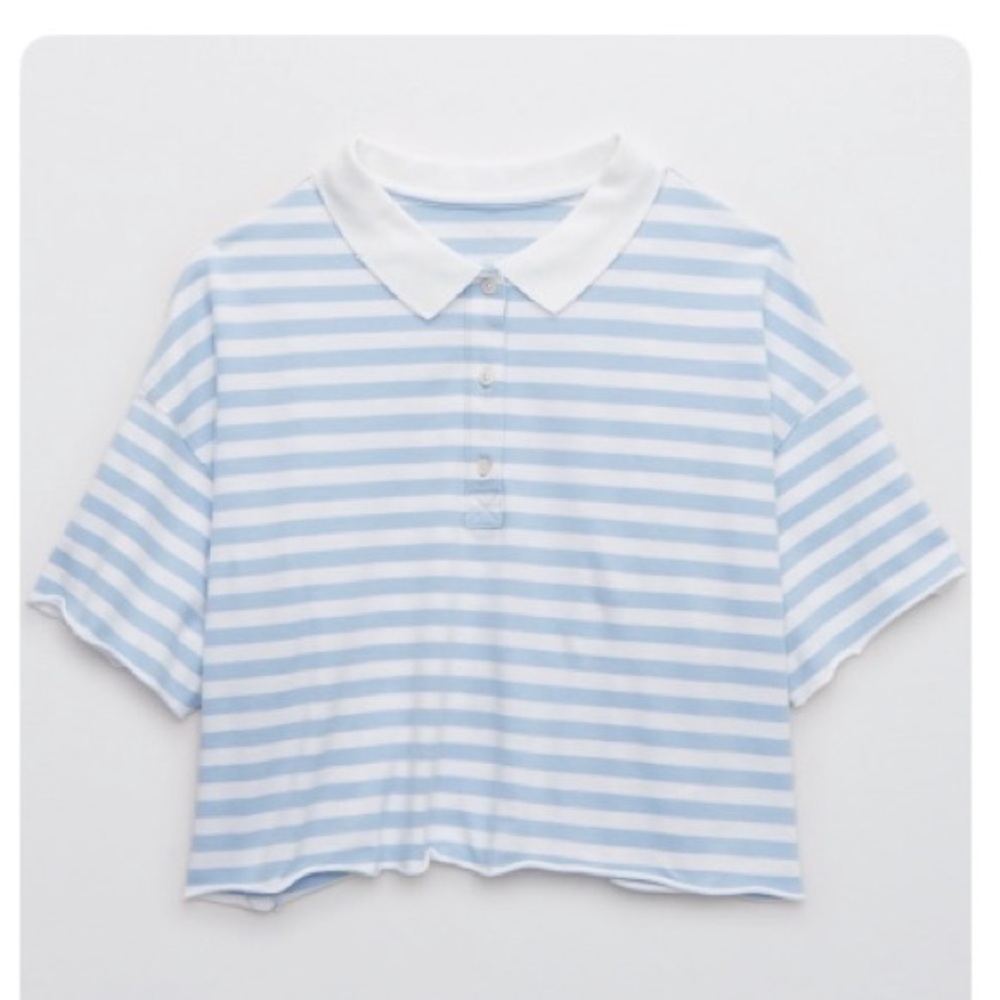Aerie distressed cropped polo